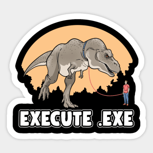 Programmer Execute EXE T-Rex Dinosaur Dino Sticker